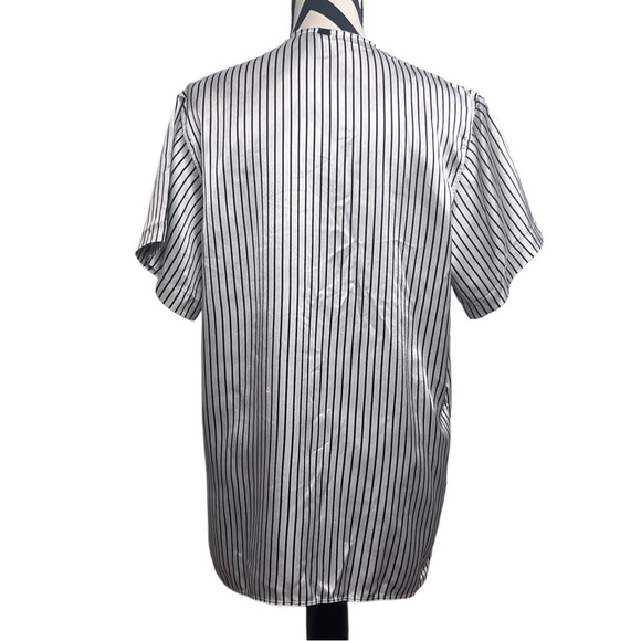 La Perla Satin Stiped Short-Sleeve Button Down Front Sz M Pajama Top - Picture 2 of 13